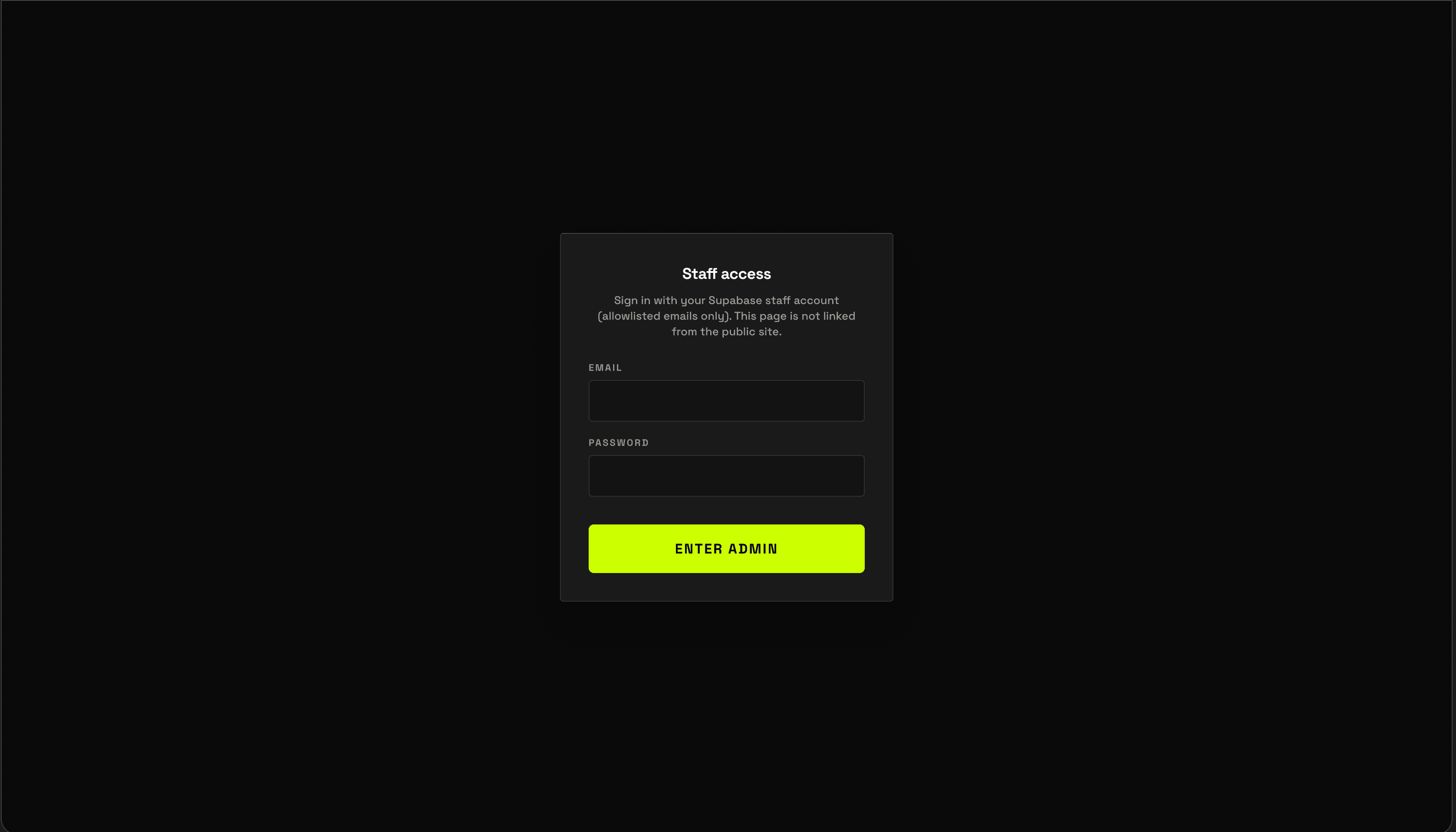 Species Gym staff access sign-in